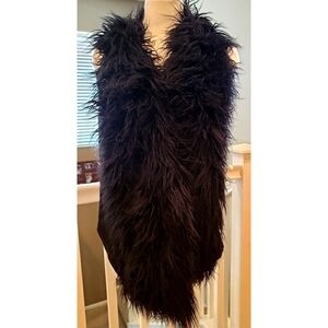 CAbi Vest Black S Faux Furry Shaggy Sleeveless Boho Y2K Oversized Top